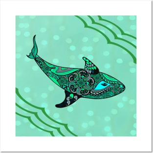 Green Whale Posters and Art